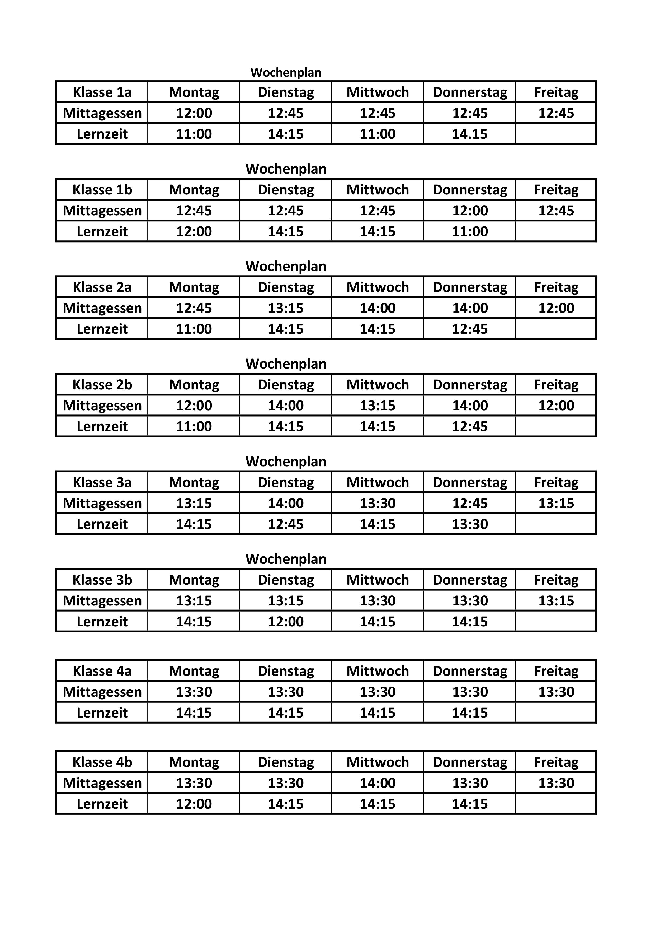 Wochenplan